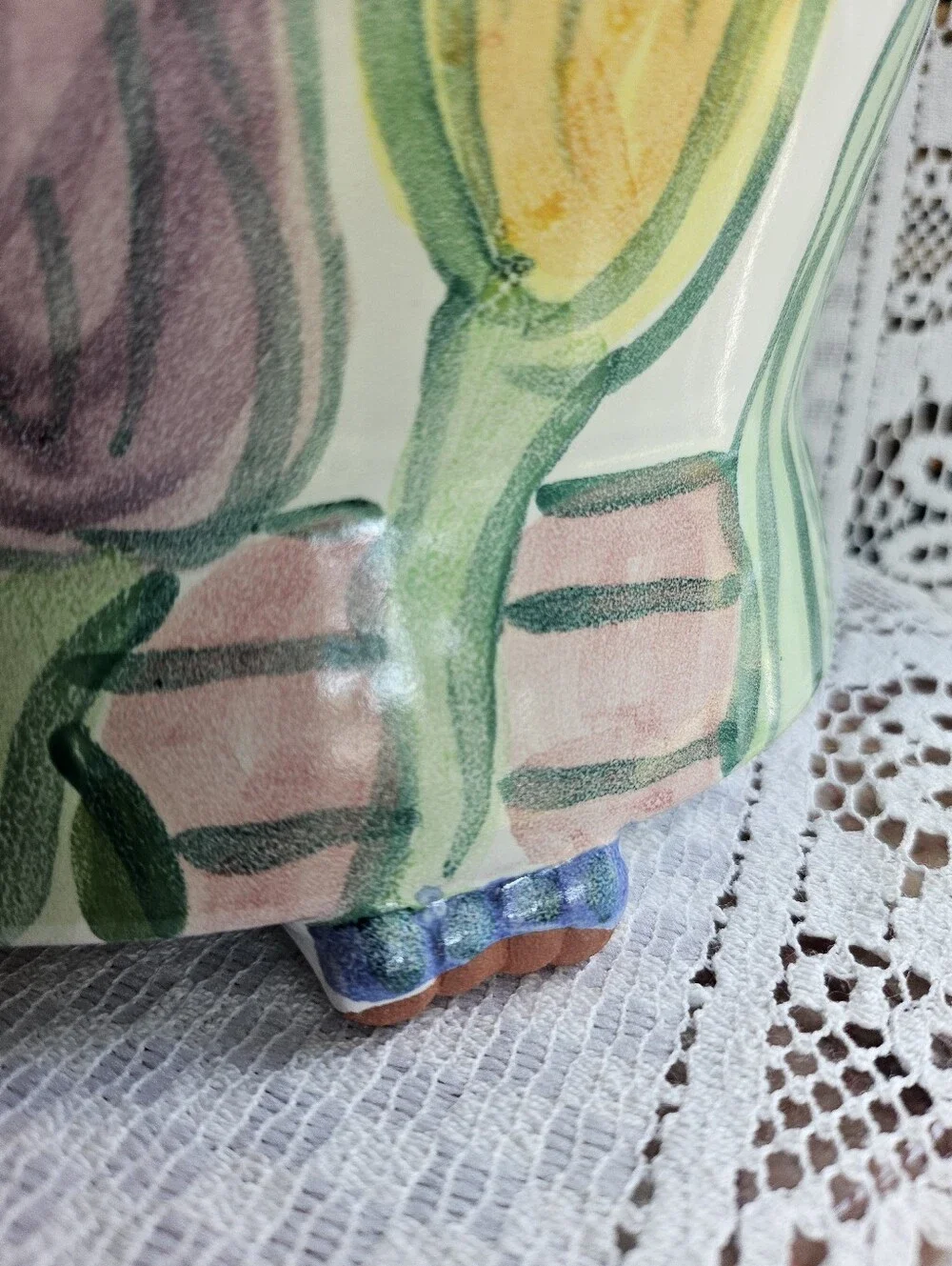 Vintage Ceramic Foral Flower Frog Bowl
